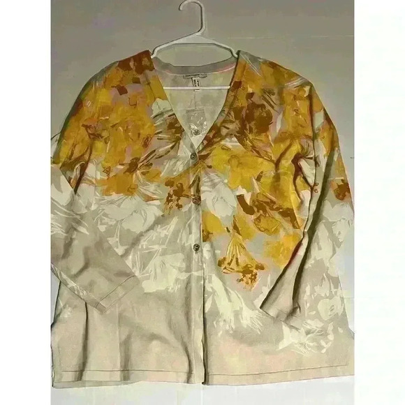 Isaac Mizrahi Live! Sweaters - Isaac Mizrahi Live! Size L Brown Yellow Autumn Cardigan Sweater